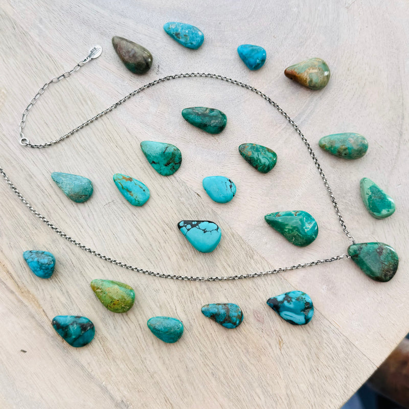 Sterling Silver Turquoise Drop Necklace