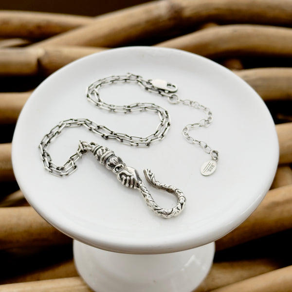 Sterling Victorian Hand & Serpant Charm Holder