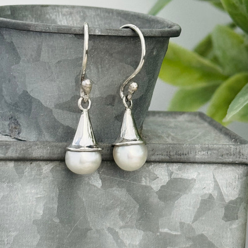 Sterling Silver Capped Pearl Earrings