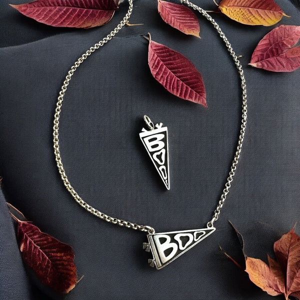Sterling Silver Boo Pennant Necklace