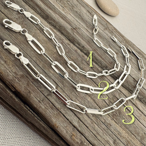 Sterling Silver Flat Oval Cable Chain Bracelet