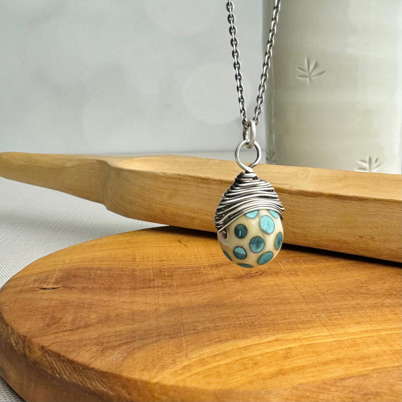 LIMITED - Sterling Silver Woven Lampwork Glass Bead Necklace