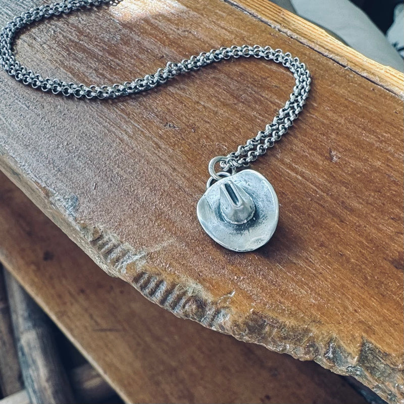 Sterling Silver Cowboy Hat Necklace