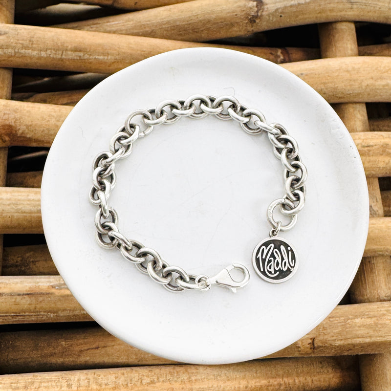 Sterling Silver Chain Bracelet with Charm