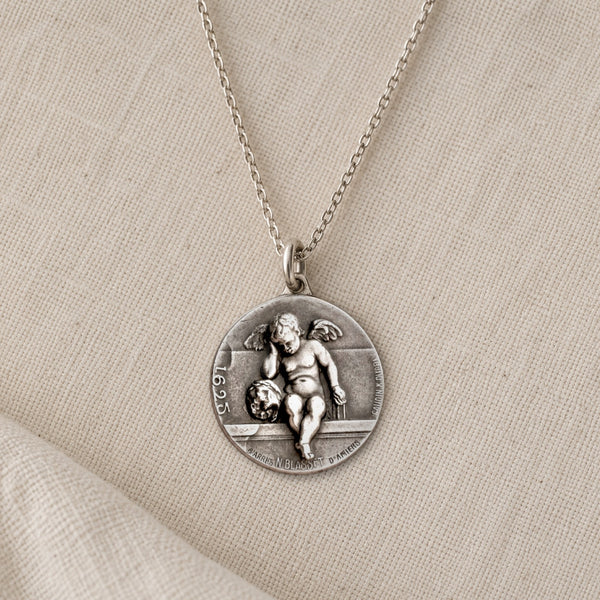 Sterling Weeping Angel of Amiens Necklace with Cremains