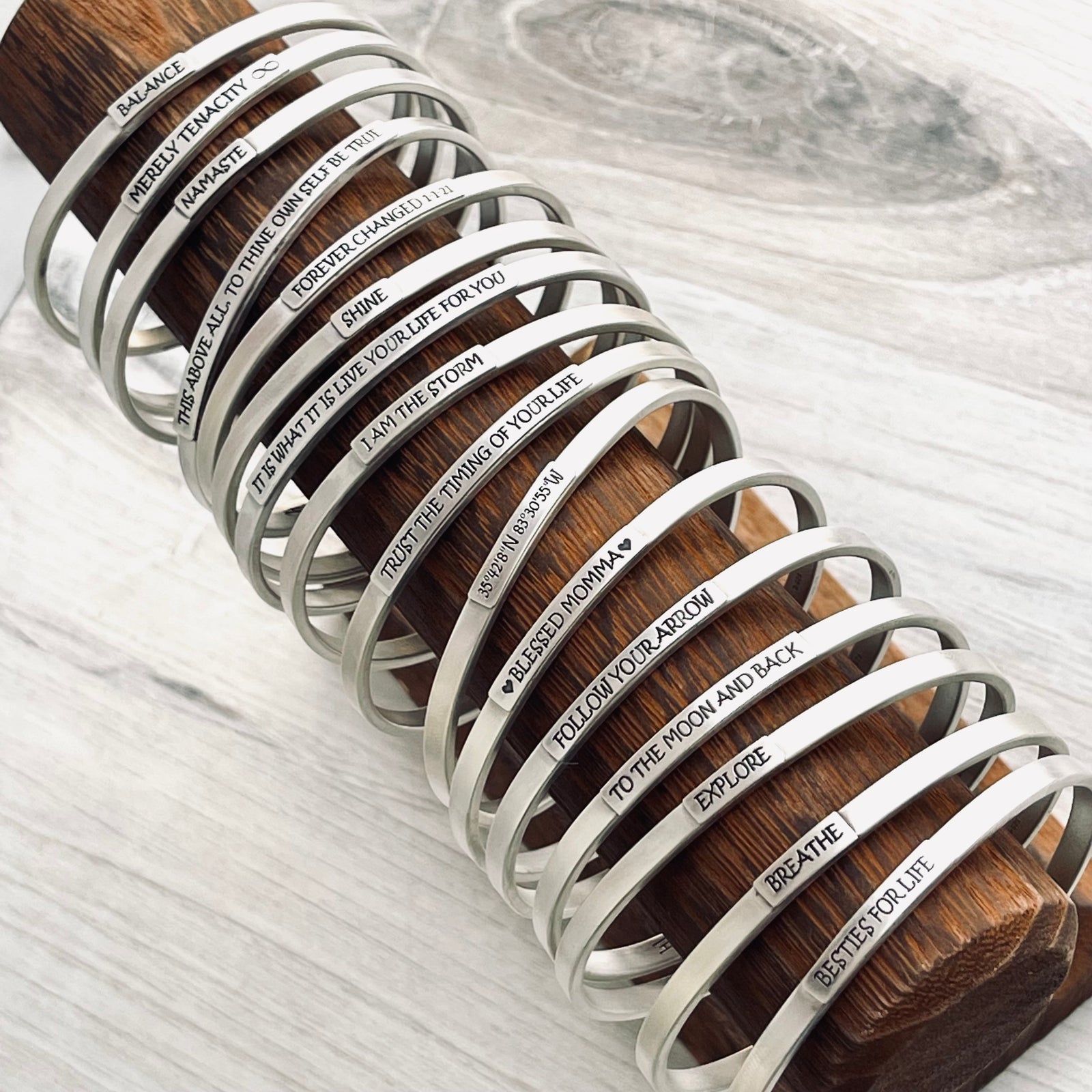Custom Engraved Bangle Bracelet - Up to 25 Characters