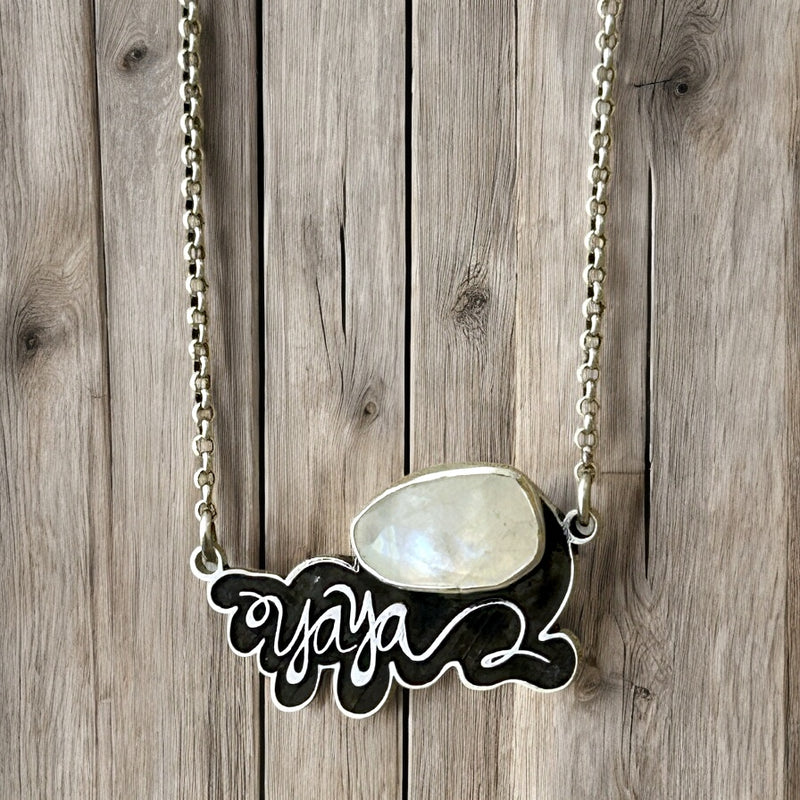 Sterling Silver Name & Gemstone Necklace