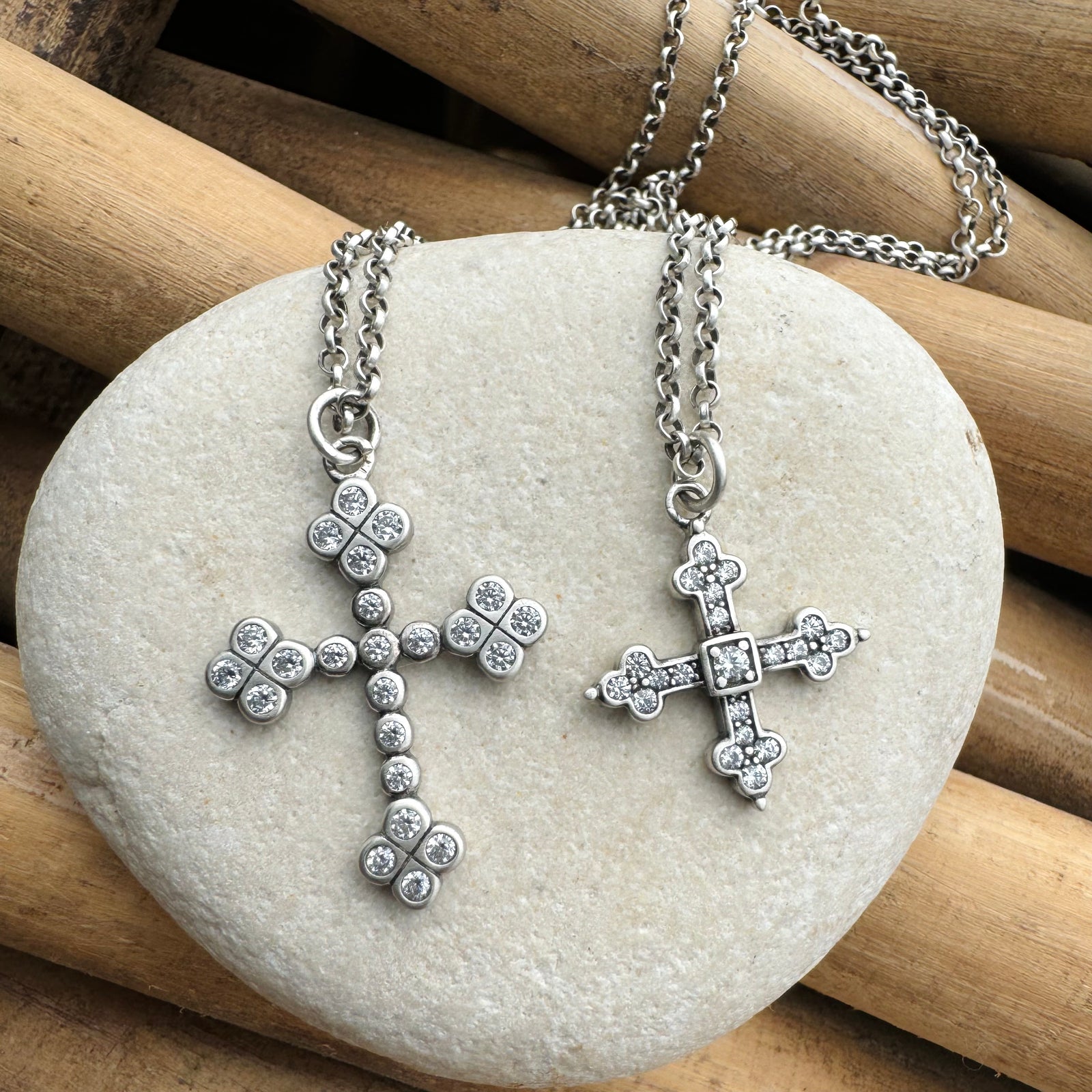 Sterling Silver CZ Cross Pendant - Cross Pendant CZ Set Cross Pendant Sterling Silver Cross 2024 27.00 Grams - Gift Boxed