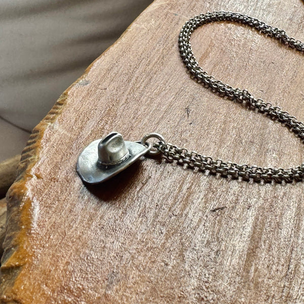 Sterling Silver Cowboy Hat Necklace