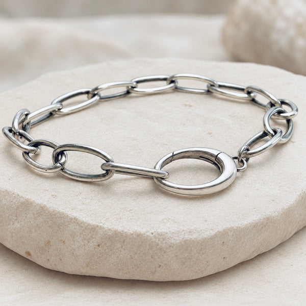 Sterling Silver Push Clasp Charm Bracelet
