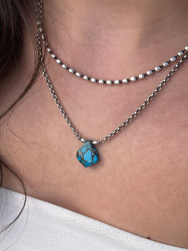 Sterling Silver “Iron Turquoise” Necklace