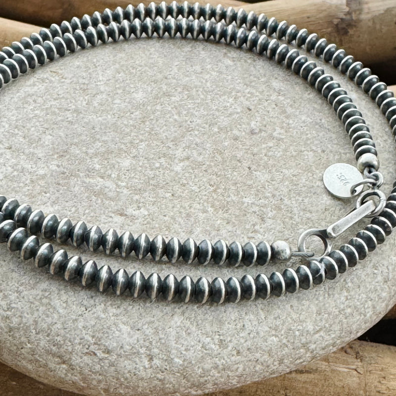 Sterling Silver Oxidized Navajo Disc Necklace 16”
