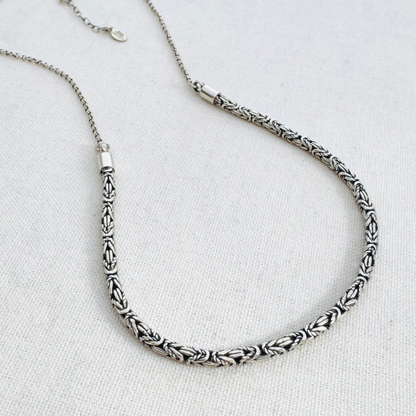 Sterling Silver 4mm Byzantine Chain Necklace