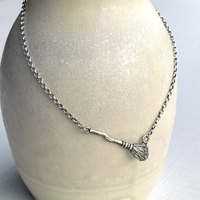 Sterling Silver Broom Necklace