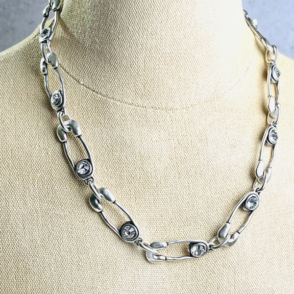 Sterling over Pewter Paperclip Necklace 17”-21”