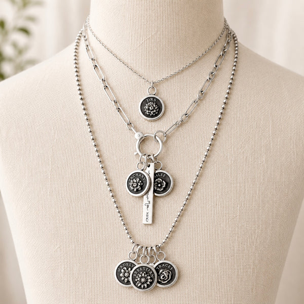 Sterling Silver Name & Birth Flower Charm