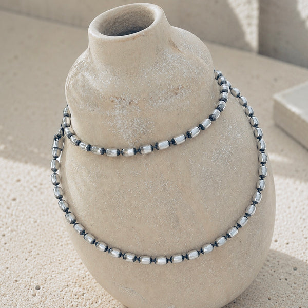 Sterling Silver 3mm Oval Beaded Necklace