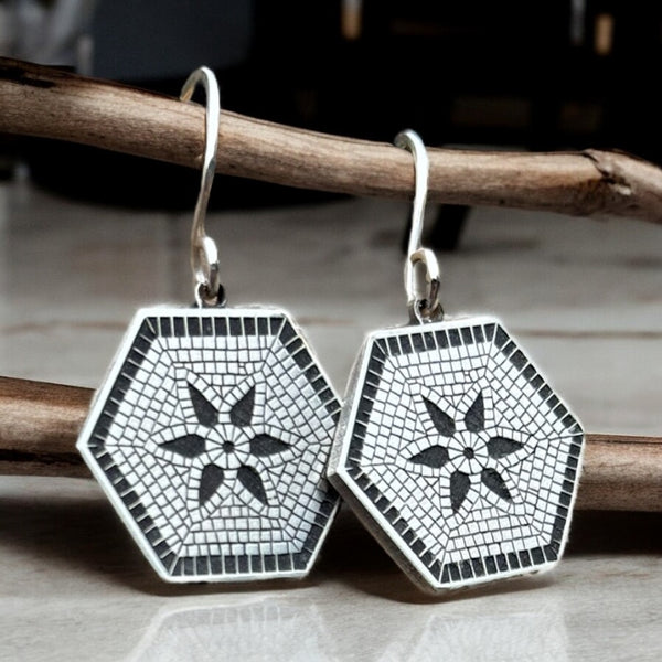 Sterling Silver “Great Hall” Tile Earrings