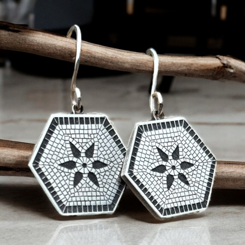 Sterling Silver “Great Hall” Tile Earrings