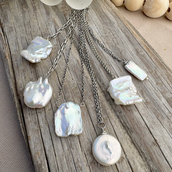 Sterling Silver Large Pearl Necklaces
