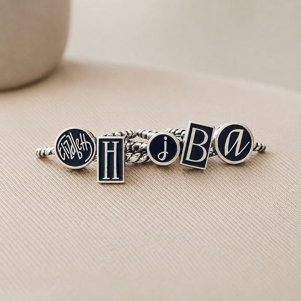 Sterling Stackable Personalized Inverted Ring - Sold Seperately