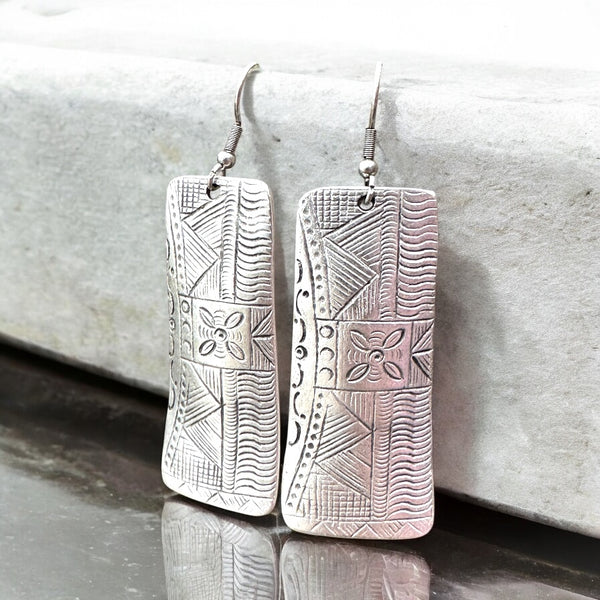 Zamak Rectangle Earrings 2”