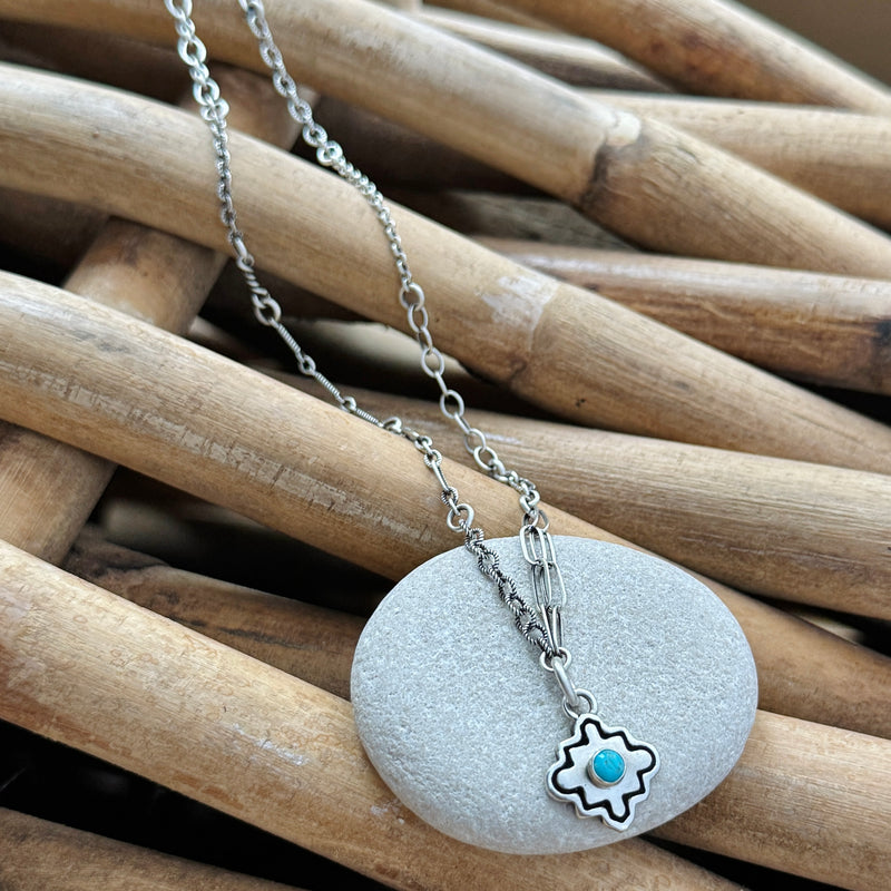 Sterling Silver Turquoise Quatrefoil Necklace