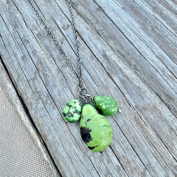 Sterling Blue or Green Turquoise Necklace