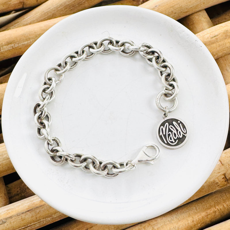 Sterling Silver Chain Bracelet with Charm