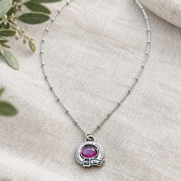 Sterling Silver Pink Sapphire Victorian Eternity Necklace