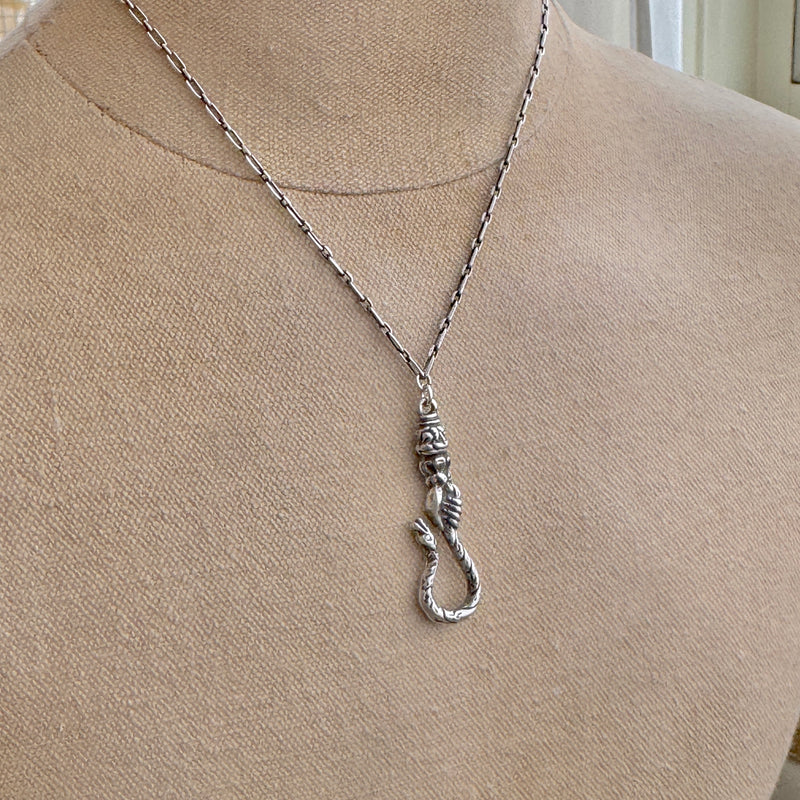 Sterling Victorian Hand & Serpant Charm Holder