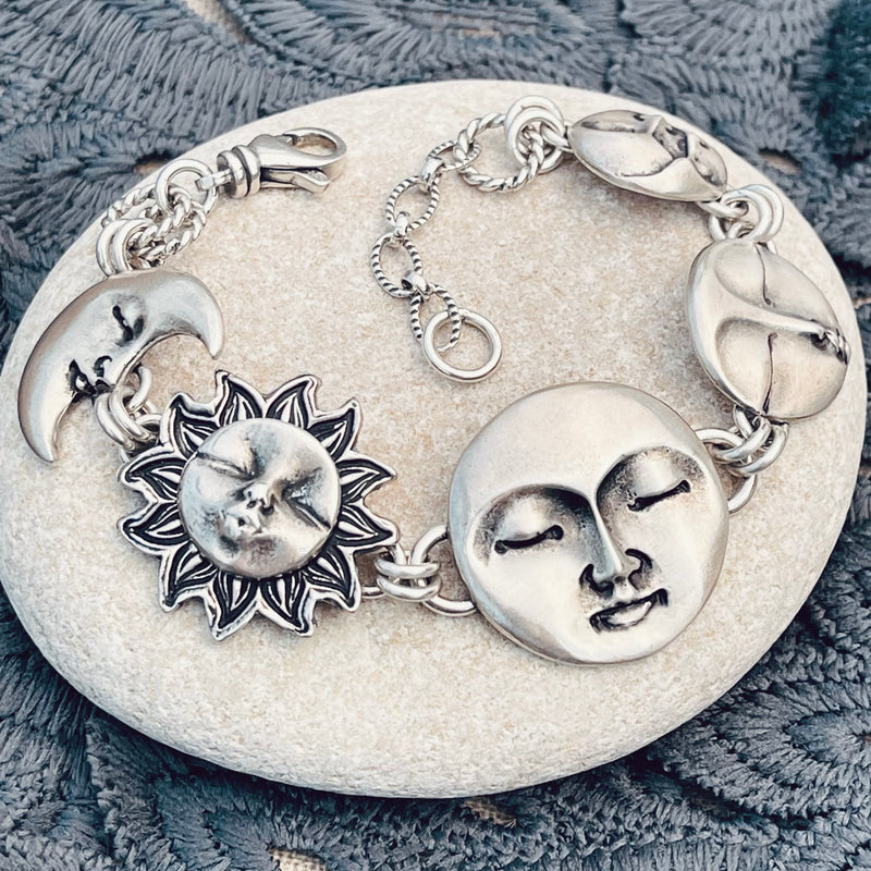 There Is No Greater Power Than a Moon, a Sun and a Woman Who Knows Her Worth - Sterling Silver Bracelet