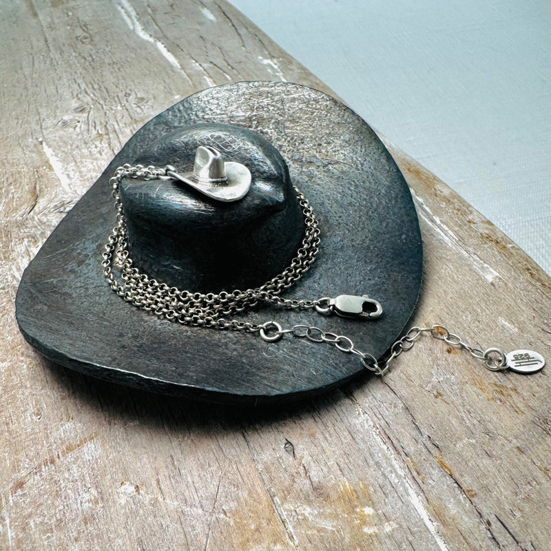 Sterling Silver Cowboy Hat Necklace