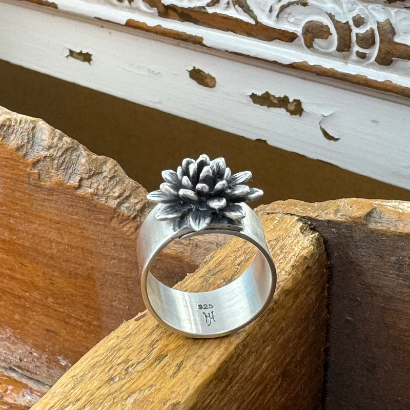 Sterling Silver Dahlia Adjustable Ring