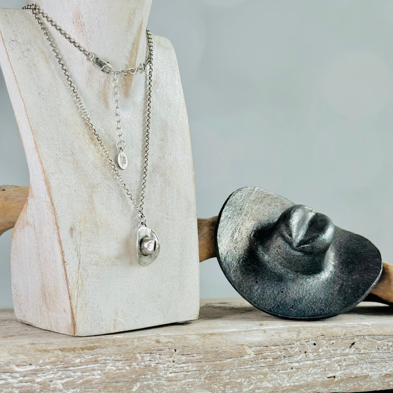 Sterling Silver Cowboy Hat Necklace