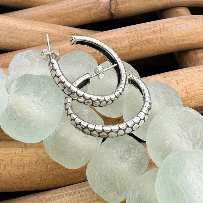 Sterling Silver Patterned Hoops