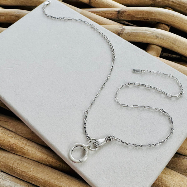 Sterling Silver Never Let Go Charm Holder Necklace