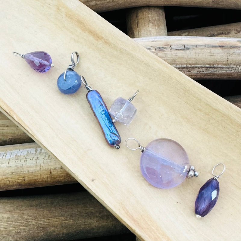 Gemstone Charm Pack - Amethyst, Purple Pearl, Kyanite, & Fluorite