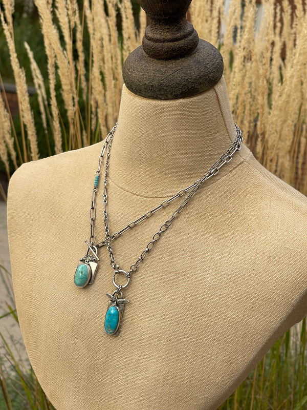 Sterling Silver Sonoran Gold, Blue Gem, and Stone Mountain Turquoise Necklace