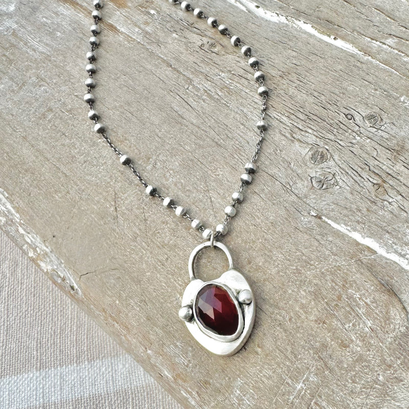 Sterling Silver & Faceted Garnet Necklace