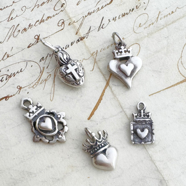 Sterling Silver Sacred & Royal Heart Charms