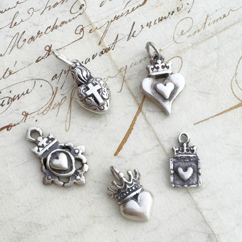 Sterling Silver Sacred & Royal Heart Charms