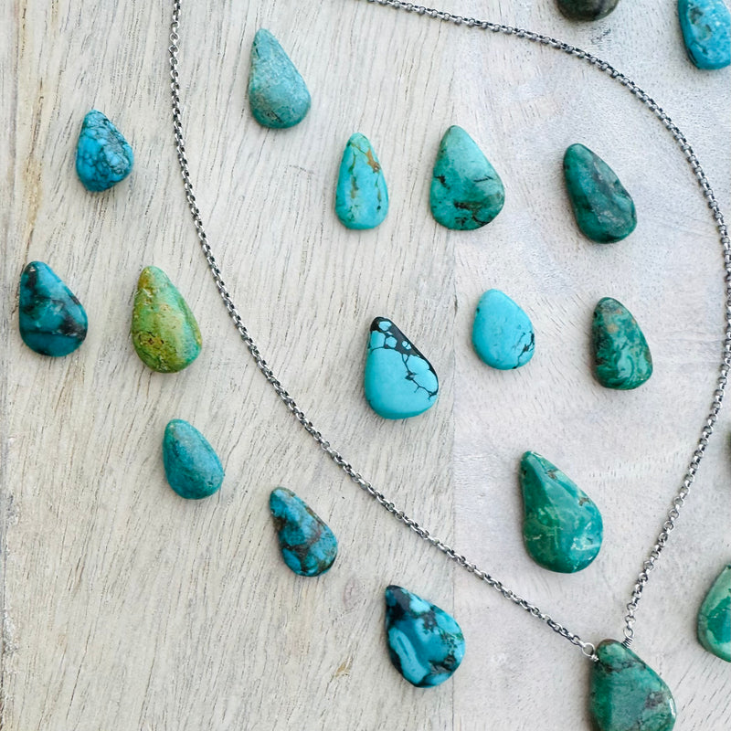 Sterling Silver Turquoise Drop Necklace