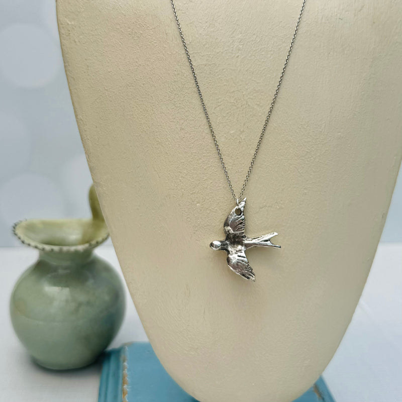 Pewter Bird on Sterling Silver 18”Chain