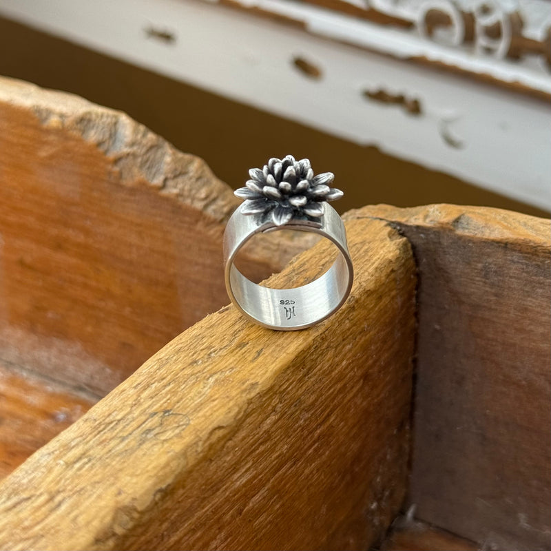 Sterling Silver Dahlia Adjustable Ring