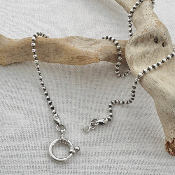 Sterling Silver Beaded Charm Holder Necklace