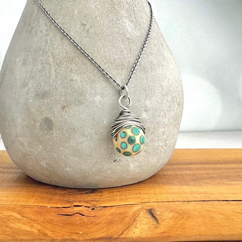 LIMITED - Sterling Silver Woven Lampwork Glass Bead Necklace