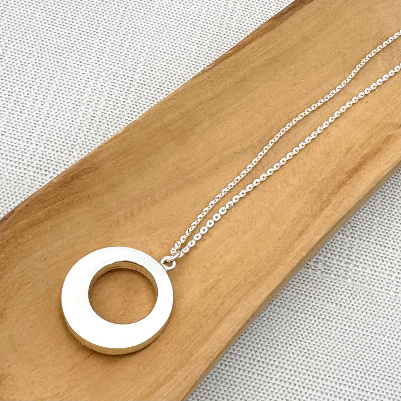 Sterling Silver Hollow Circle Necklace