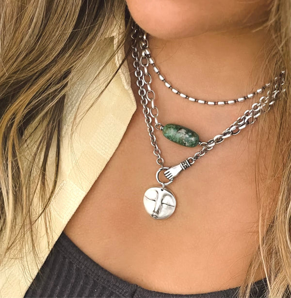 Sterling Silver Chrysocolla Necklace 16”-18”