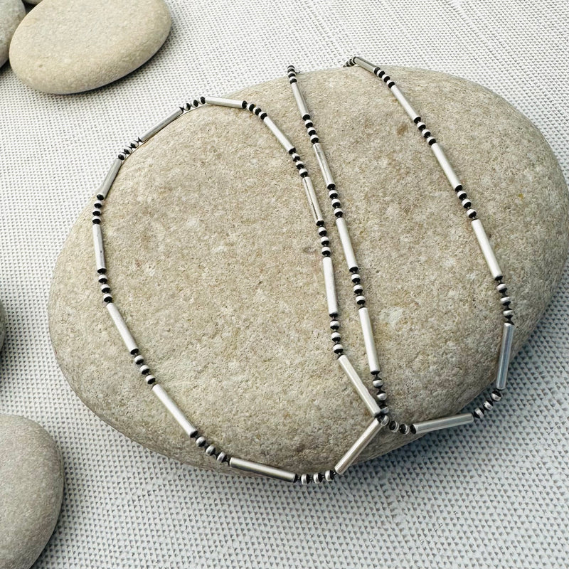 Sterling Silver Thin Beaded Necklace